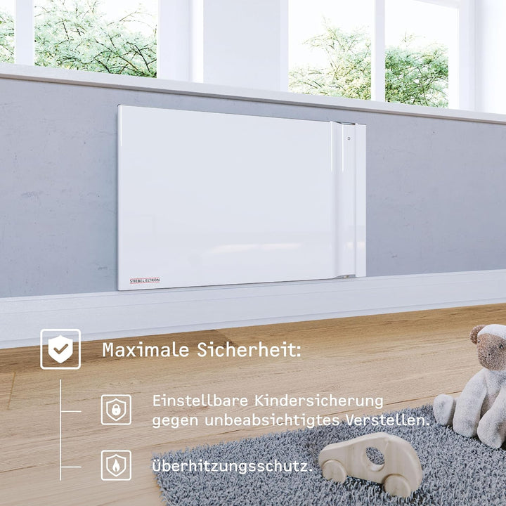 STIEBEL ELTRON Duo Wandkonvektor CND 75, 0,75 kW für ca. 9 m², LC-Display, Wochentimer, Elektroheizu