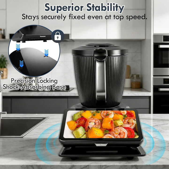 Gleitbrett für Thermomix TM7 aus Premium Acrylglas, Rutschfeste Basis mit Rollen für müheloses Versc