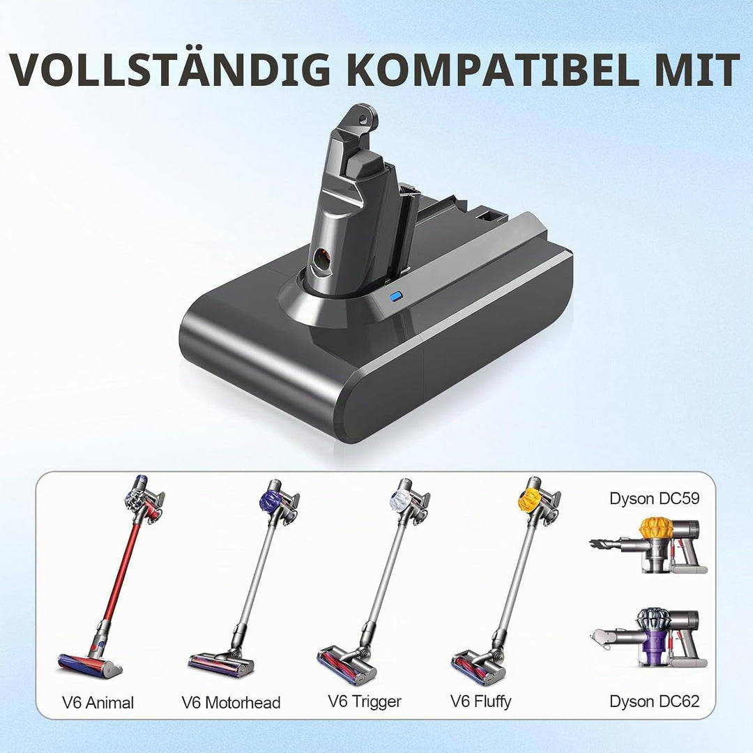 7500mAh Akku für Dyson V6, Li-ION Ersatzakku Batterie kompatibel mit DC62 DC58 DC59 DC61 DC62 Animal