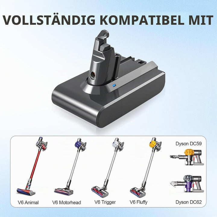 7500mAh Akku für Dyson V6, Li-ION Ersatzakku Batterie kompatibel mit DC62 DC58 DC59 DC61 DC62 Animal