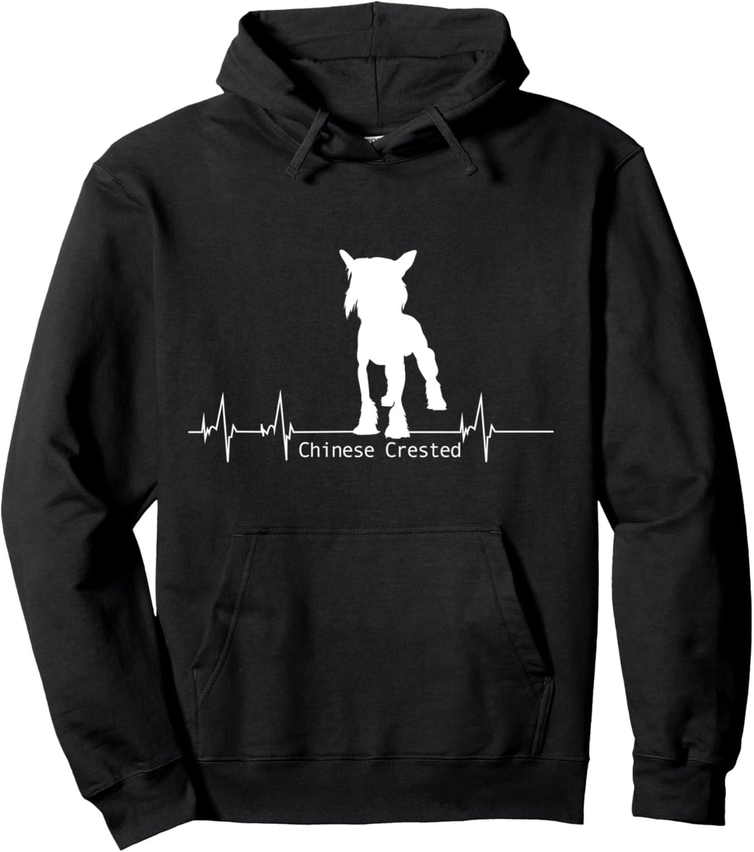 Herzschlag Pulslinien Design - Chinese Crested Geschenk Pullover Hoodie