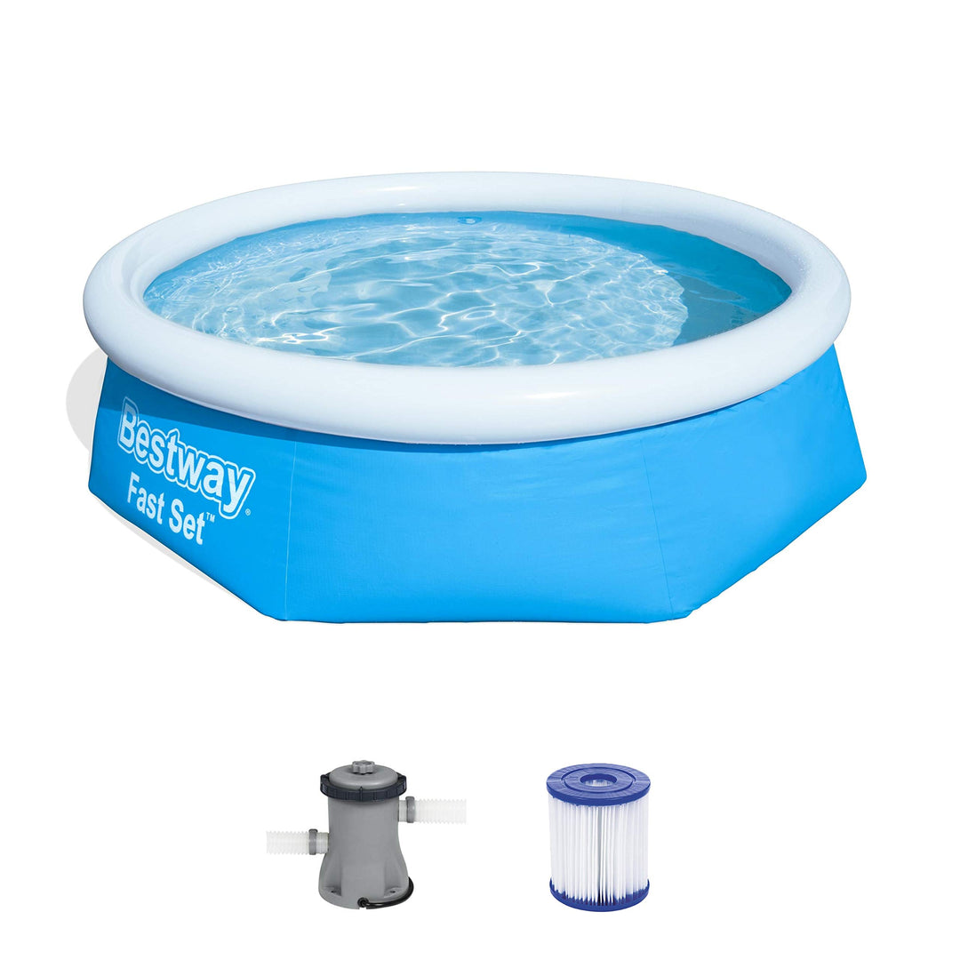 Bestway Fast Set Pool Set mit Filterpumpe, 244 x 66 cm, blau 244x66 cm Blau Single, 244x66 cm Blau S