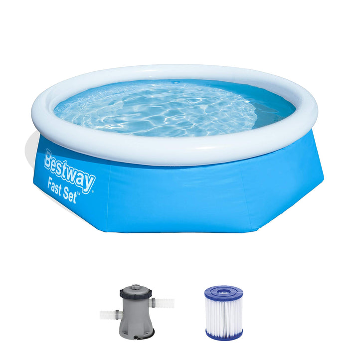 Bestway Fast Set Pool Set mit Filterpumpe, 244 x 66 cm, blau 244x66 cm Blau Single, 244x66 cm Blau S