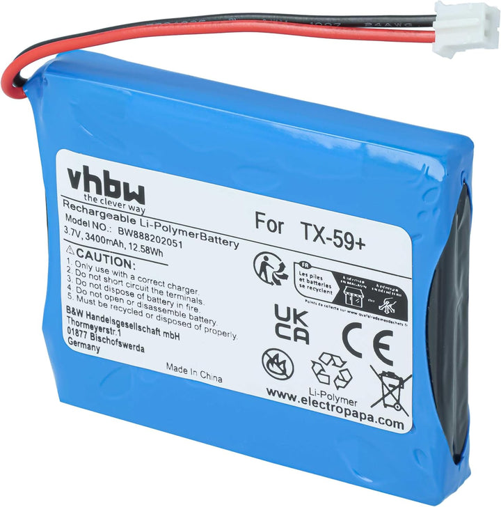 vhbw Akku kompatibel mit Technaxx TX-59+ Türsprechanlage, Video-Türklingel (3400mAh, 3,7V, Li-Ion)