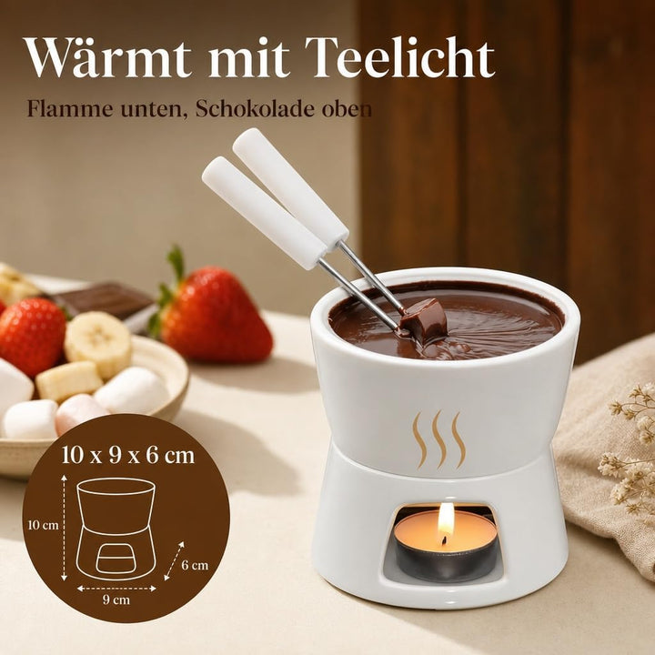 MIJOMA Mini Schoko-Fondue-Set - Entdecken Sie puren Schokoladengenuss - Trendiges &amp; stilvolles Desig