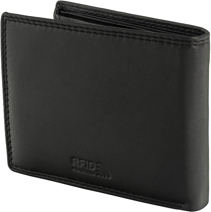 Fa.Volmer ® Herren Geldbörse aus echtem Leder im Querformat | klassisch | schwarz | RFID-Schutz | Ge