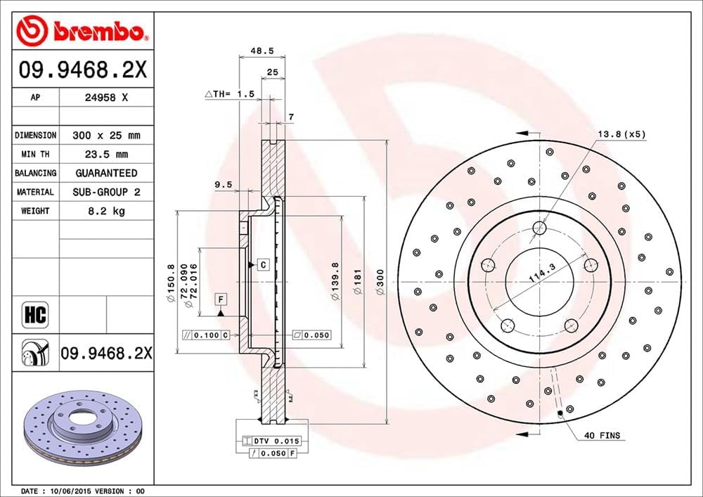 BREMBO 09.9468.2X Bremsscheiben-Rotor