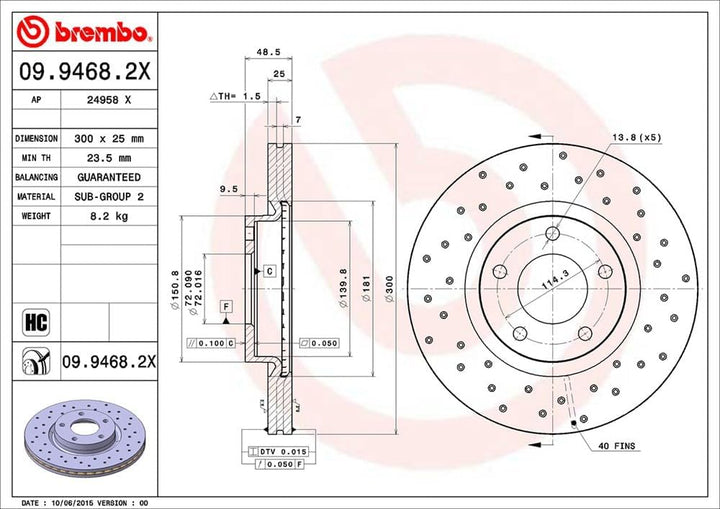 BREMBO 09.9468.2X Bremsscheiben-Rotor