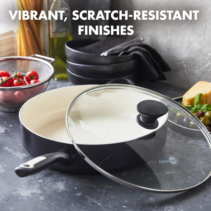 GreenPan Rio Gesunde Keramische Antihaft-Schmorpfanne 30 cm/4,8 Liter mit Deckel, PFAS-frei, Stay-Co