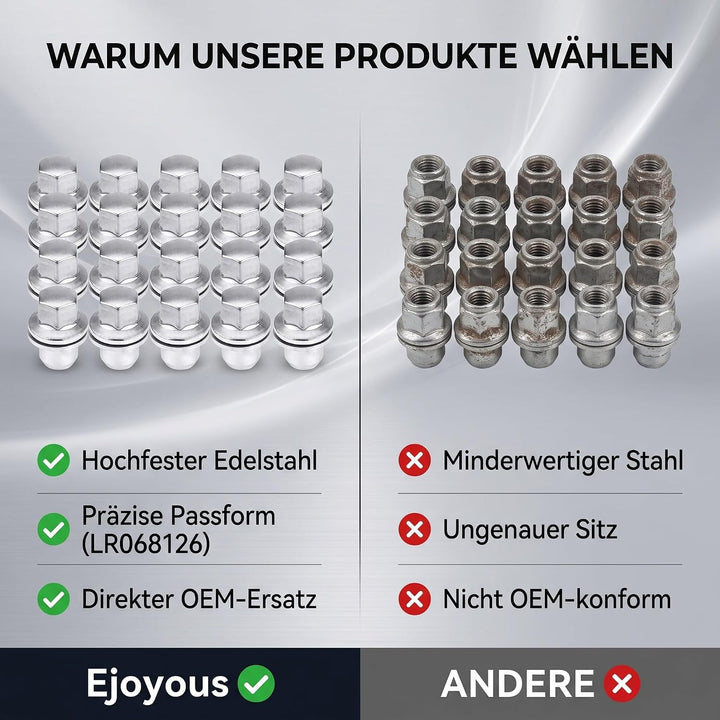 20 Stück Auto-Radmuttern, Radmutter Radnüsse-Set mit 20x Radnuss geschlossen, für Discovery 3 4 5 Ra