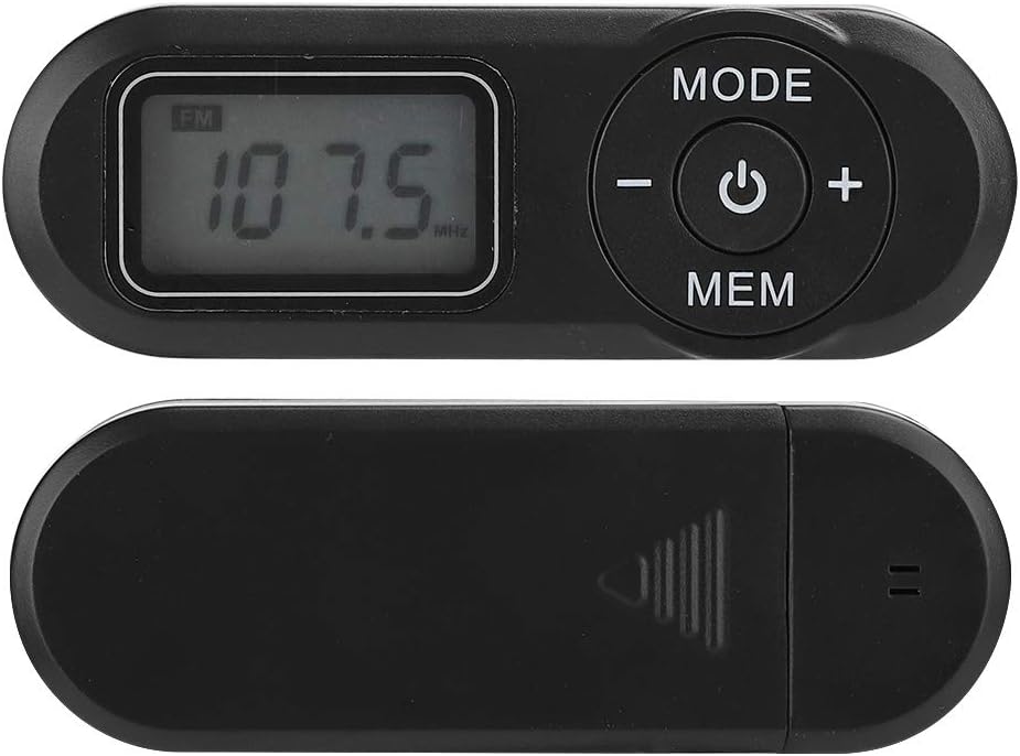 UKW-Radio, Tragbarer -1,1-Zoll-LCD-Digital-UKW-Radio-Musik-Player Schwarz mit Kopfhörer