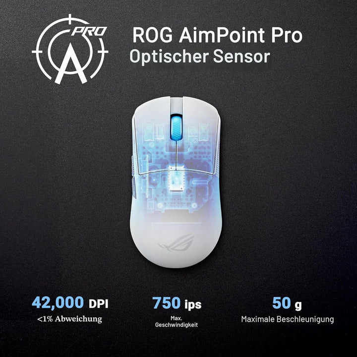 ASUS ROG Harpe Ace Mini White ultraleichte E-Sport Gaming Maus (49 Gramm, ROG Micro-Switches, SpeedN