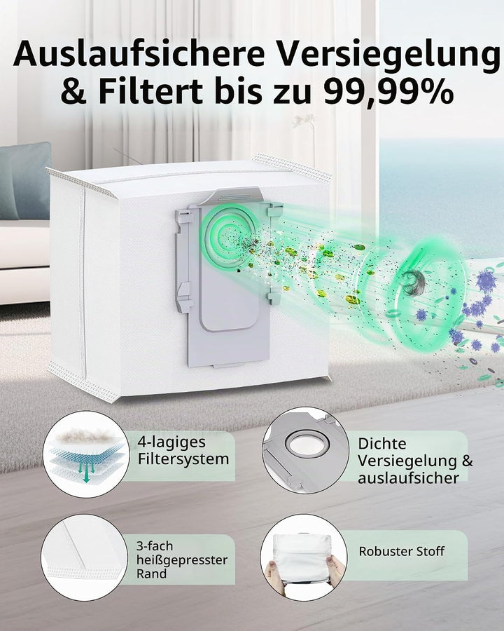21pcs Ersatzteile für Roborock S8 Pro Ultra Zubehör mit 6 Wischtücher, 6 Seitenbürsten, 4 Staubbeute