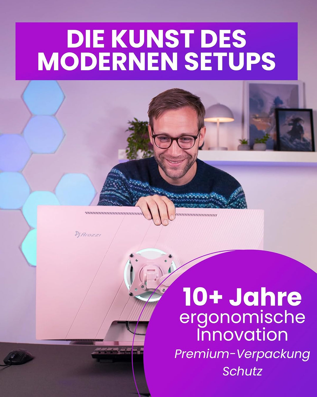 Arozzi Alzare Neo Single Gasdruckfeder-Monitorarm - Vollbewegung, Höhenverstellbar 21–50 cm, VESA 75