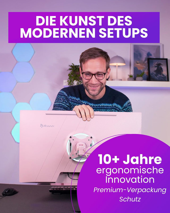 Arozzi Alzare Neo Single Gasdruckfeder-Monitorarm - Vollbewegung, Höhenverstellbar 21–50 cm, VESA 75