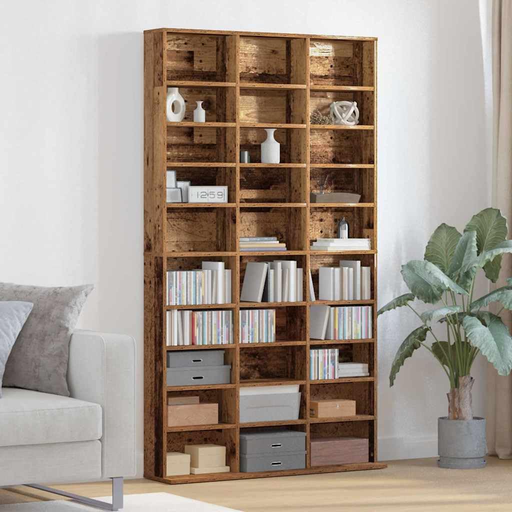 vidaXL CD Regal mit Regal Altholz 101 x 23 x 177,5 cm Holzwerkstoff, Moderner, rechteckiger Mediensp