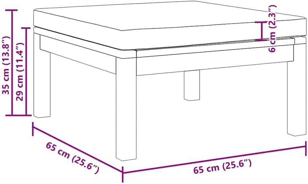vidaXL Akazienholz Massiv Fusshocker mit Dunkelgrauem Kissen Gartenhocker Sitzhocker Fussbank Hocker
