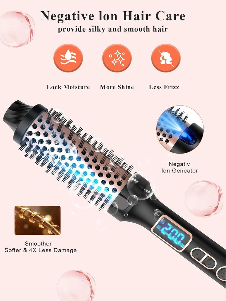 Thermal Brush - Thermobürste 38mm für Salon-Design in 8 Min | Lonische Lockenbürste mit LED-Display
