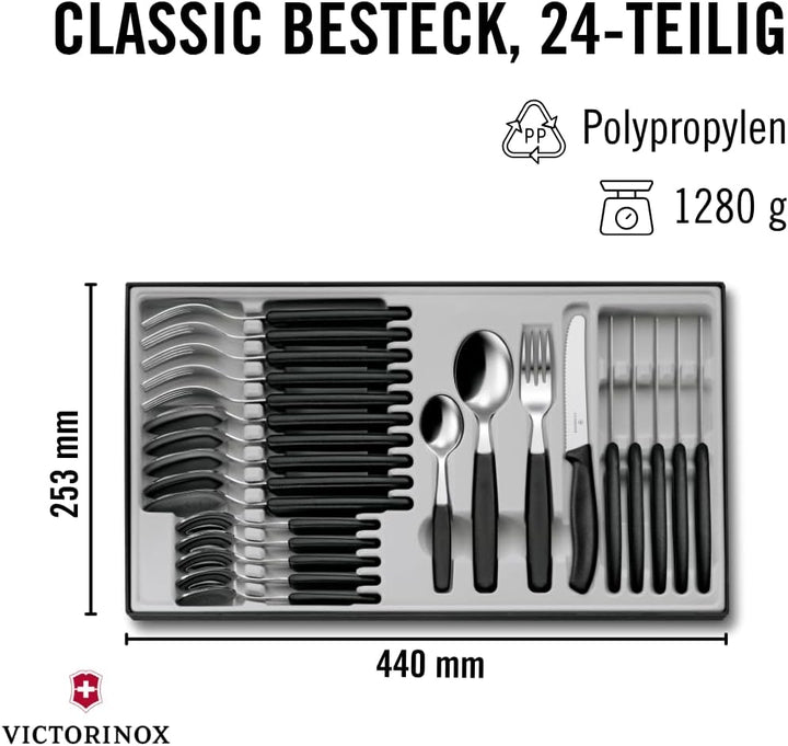 Swiss Classic Tafelbesteck mit Tomatenmesser, 24-teilig, schwarz Single, Single