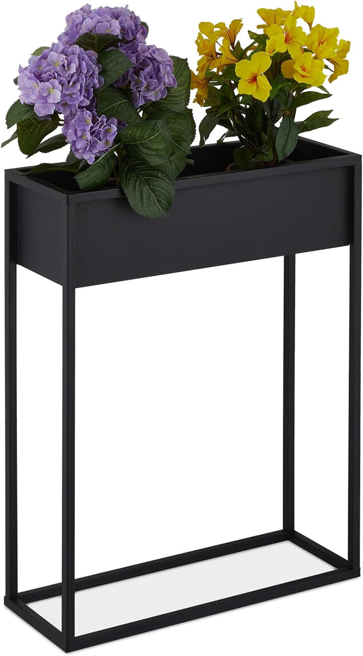 Relaxdays Blumenständer, Metall, HxBxT: 70x55x20 cm, stehend, Wohnzimmer & Küche, rechteckiger Übert
