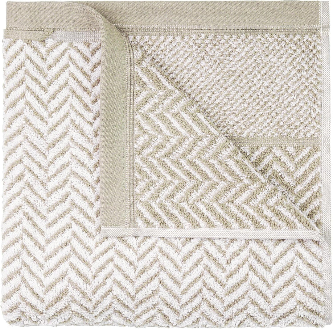 herzbach home Duschtuch 2er Set 100% Baumwolle 70x140 cm Gemustert, sandgrau 2 Duschtücher 70x140 cm