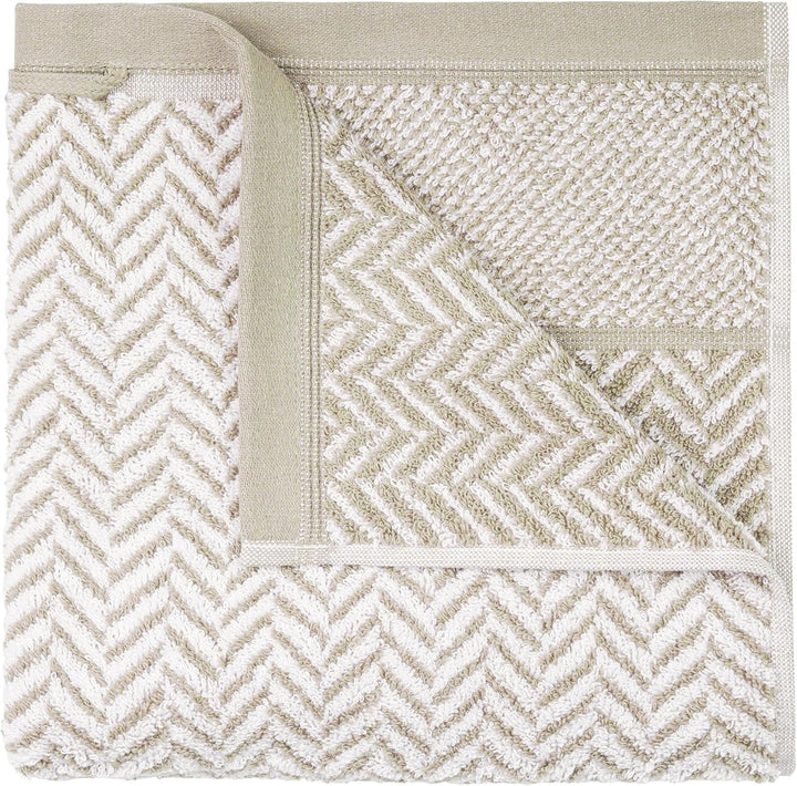 herzbach home Duschtuch 2er Set 100% Baumwolle 70x140 cm Gemustert, sandgrau 2 Duschtücher 70x140 cm