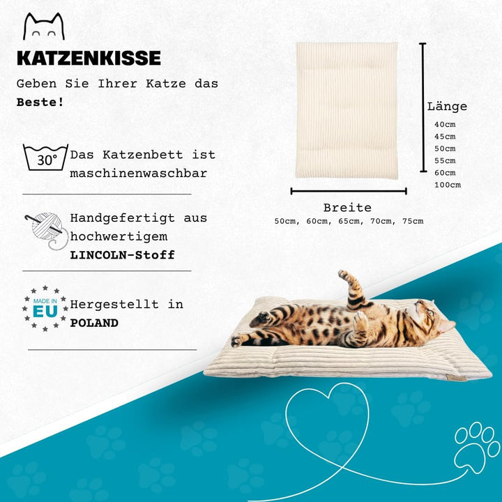 PRASKA Hundematte Katzenkissen für Grosse und Kleine Hunde oder Katzen Rechteckig 65x45cm Premium Ha