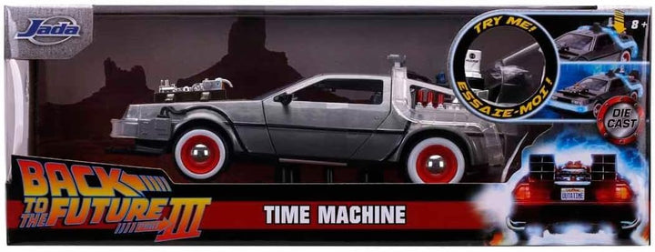 Jada Toys Zurück in die Zukunft 3, DeLorean DMC-12 Modellauto, 1:24, Time Machine, mit Licht- und Ra