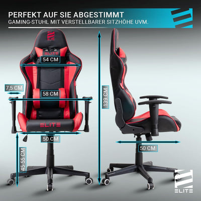 ELITE LED Gaming Stuhl MG200 Destiny - Ergonomischer Bürostuhl - Schreibtischstuhl - Chefsessel - Se
