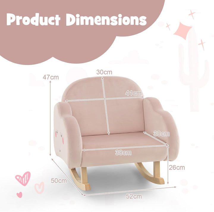 DREAMADE Kindersessel, Kindersofa aus Veloursstoff mit Rückenlehne, massiven Holzfüssen & Kippsicher