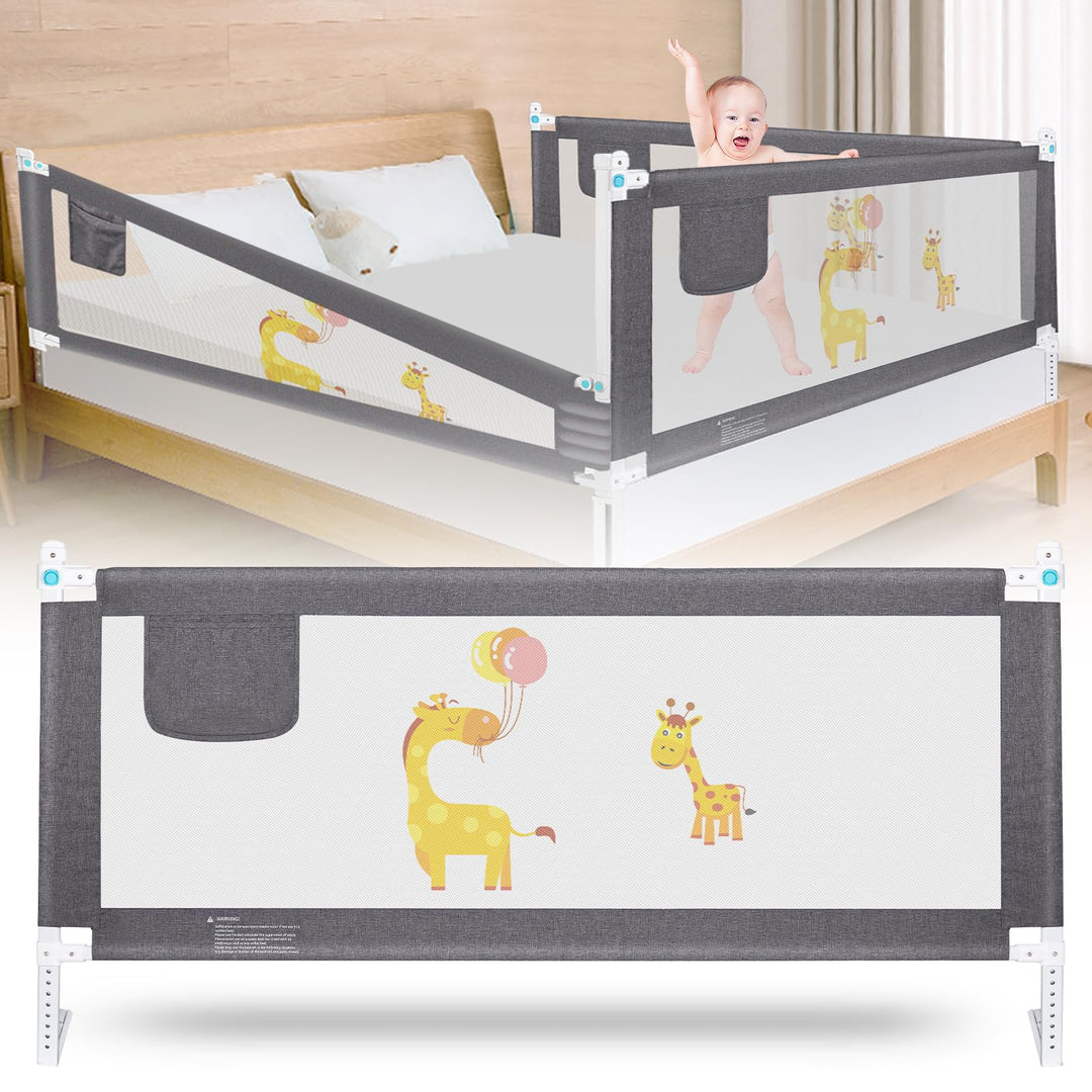 Wholede 180 cm Sicherheitsgitter für Bett, Kinderstange, Schutzgeländer gegen Stürze, höhenverstellb