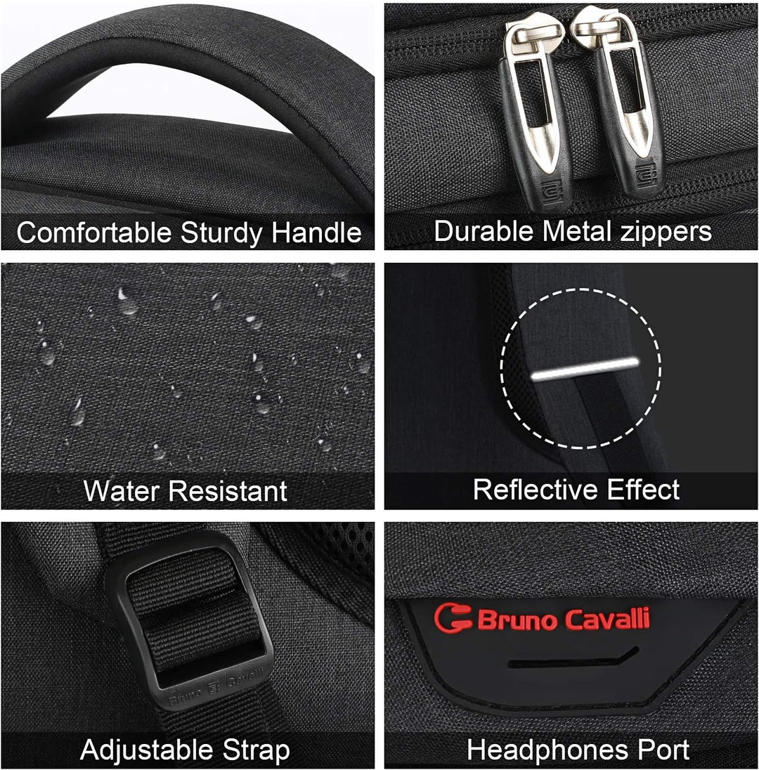 marcello Rucksack Herren, 17,3 Zoll Laptop Rucksäcke mit USB-Ladeanschluss für Arbeit Schule Uni Sch