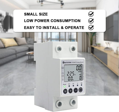 KETOTEK LCD Digitaler Wechselstromzähler Stromzähler Hutschiene 1 Phasig Energiezähler KWh Zähler Le