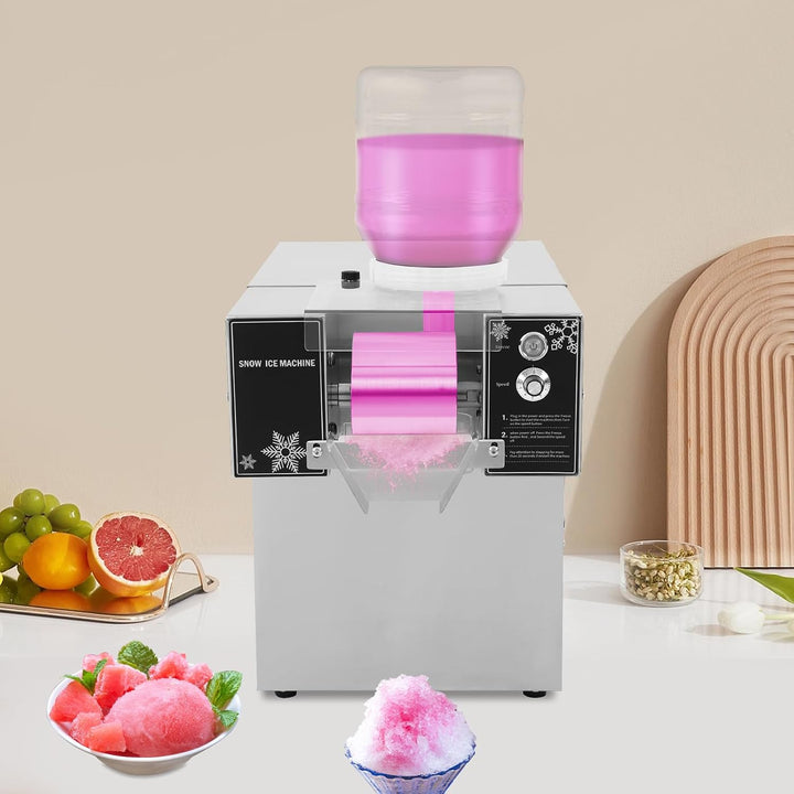 Schneeflocken-Eismaschine 750W | 120kg/Tag | 8 Geschwindigkeiten | 2x 5L Edelstahlbehälter | Für Bin