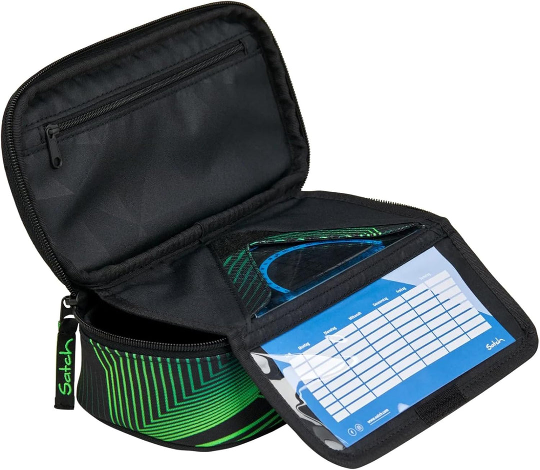 Satch Schlamperbox extra gross inkl. Trennfach Reissverschlussfach Stiftehalter Geodreieck Sichtfens