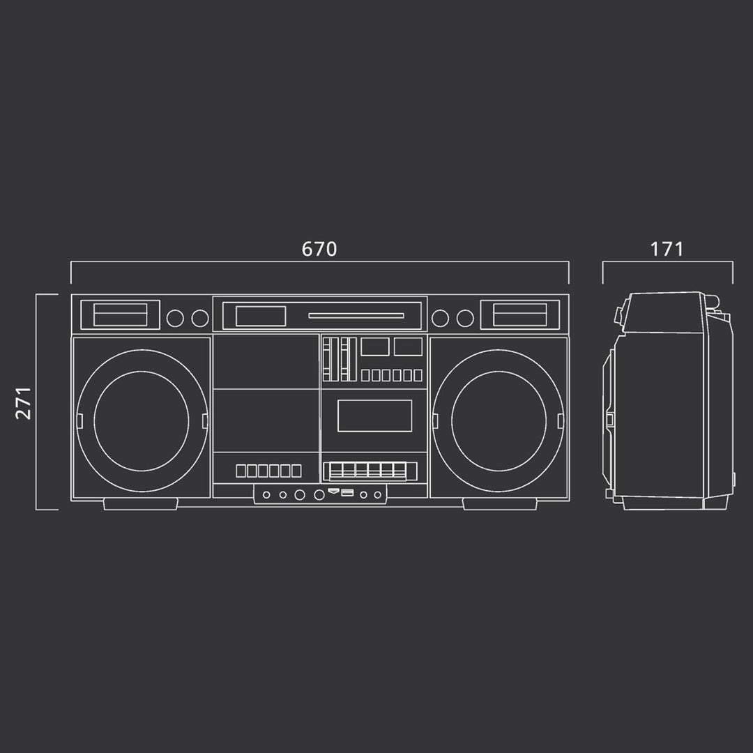 MUSE Bluetooth Retro Boombox mit Radio, CD, Kassettenrekorder, 80W Ausgangsleistung, USB, Aux, Micro