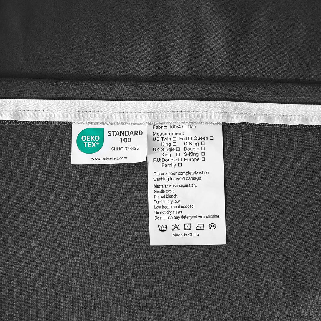 Luowei Bettwäsche 155x220 3teilig Schwarz Uni Einfarbig 110g/m² weich Mikrofaser 1 Bettbezug und 2er