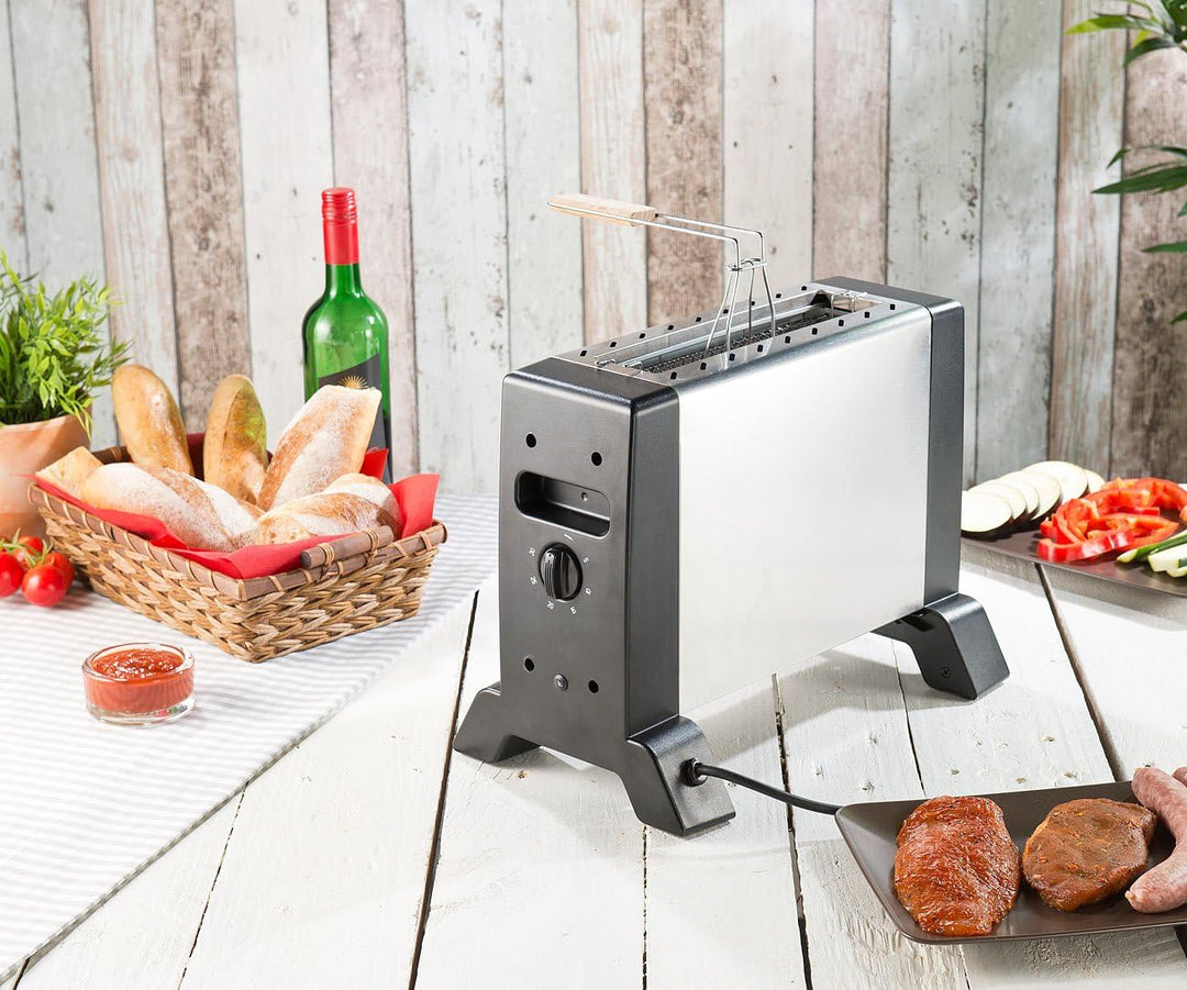 Rosenstein & Söhne Vertikalgrill elektrisch: Vertikaler Infrarot-Tischgrill mit 24 x 18 cm Grillfläc