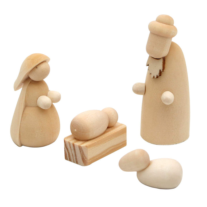 Dekohelden24 Handgedrechselte Holz Krippenfiguren VSGWK88 Natur 4er Set, 5,5 cm, 4er Set, 5,5 cm