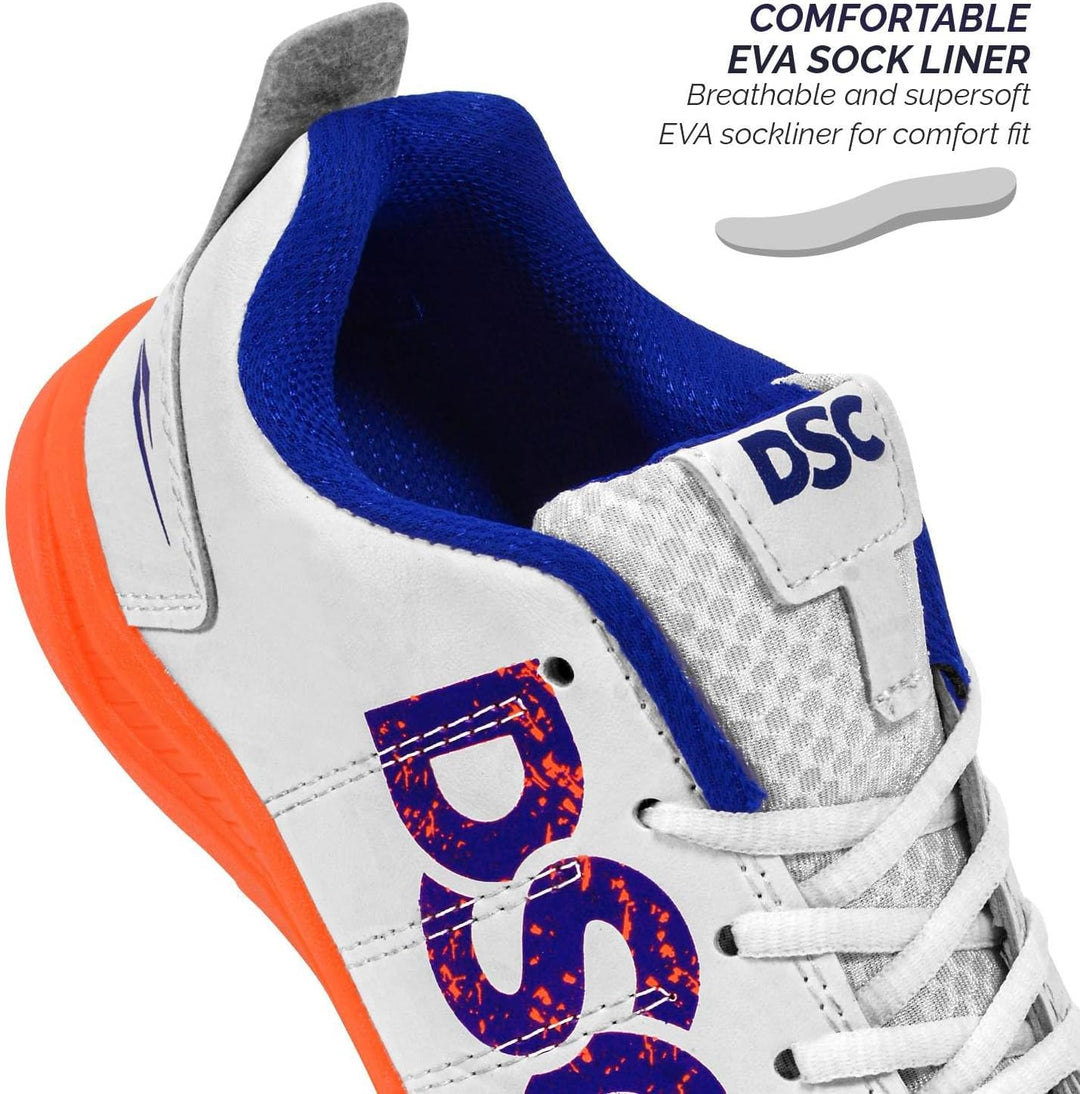 DSC Beamer Cricket Shoes | for Boys and Men | Light Weight | Durable Fluro Orange White 36 EU, Fluro