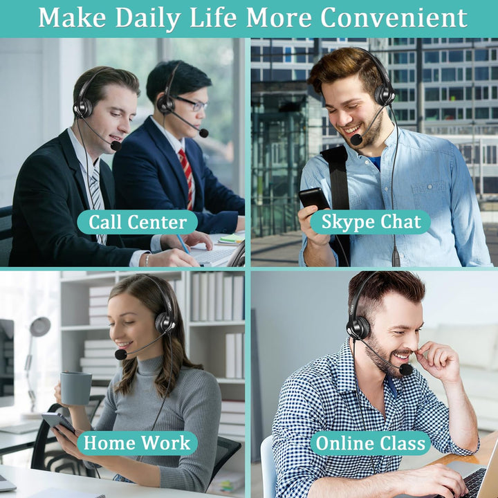 3,5mm Klinke Headset Handy mit Mikrofon Noise Cancelling & Lautstärkeregler, Kopfhörer PC für FritzF