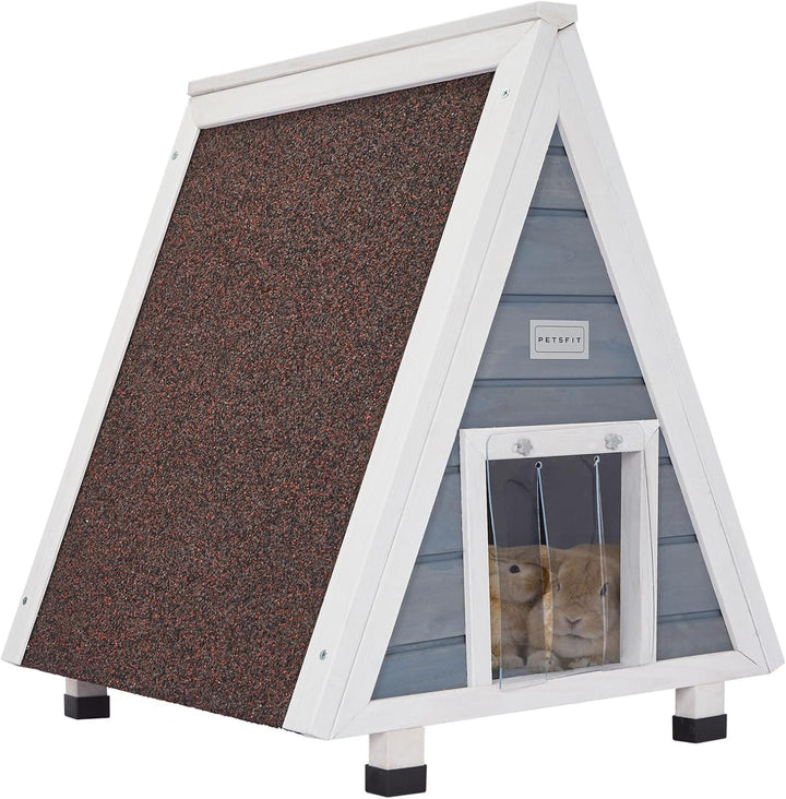 Petsfit Katzenhaus Outdoor Winterfest mit Fluchttür Katzenhaus Outdoor Holz mit erhöhtem Design Katz