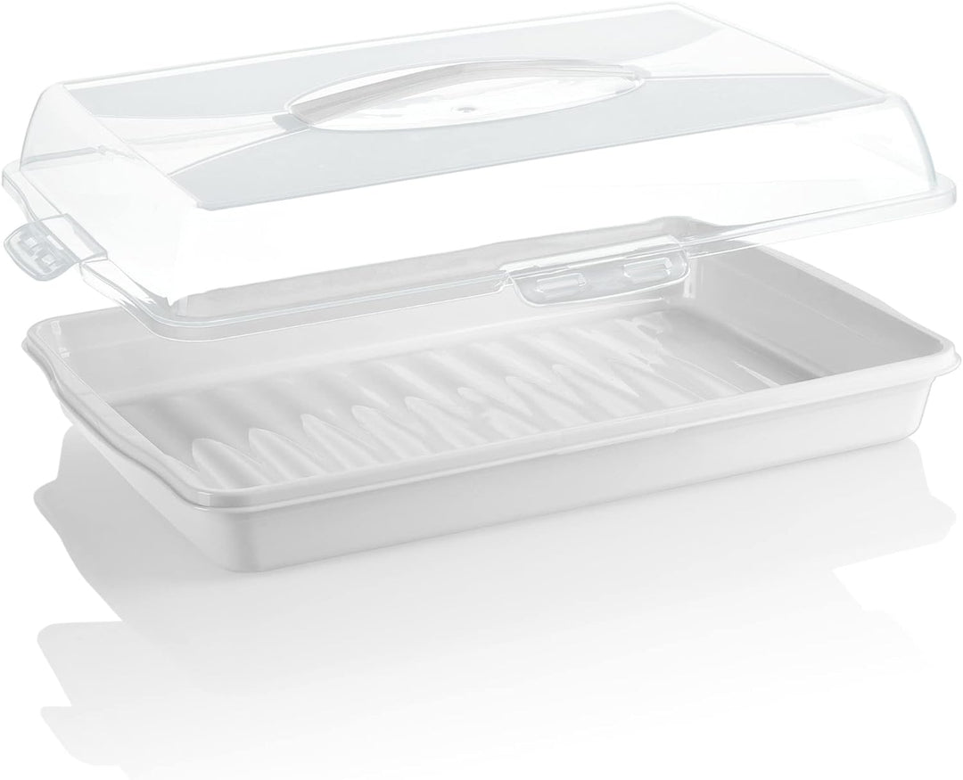 com-four® Kuchenbehälter - Transportbox für Kuchen und Lebensmittel - Aufbewahrungsbehälter mit Deck