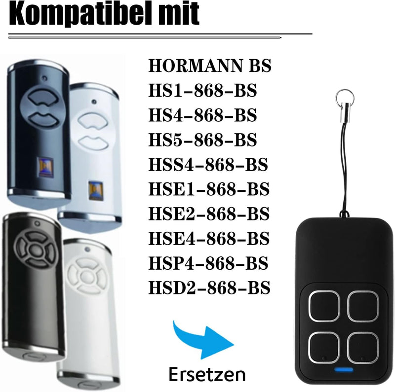 Kompatibel mit 868MHz Hormann BS Bisecur Handsender HSE1 HSE2 HSE4 BS | HS1 HS4 HS5 HSS4 HSP4 HSD2 B
