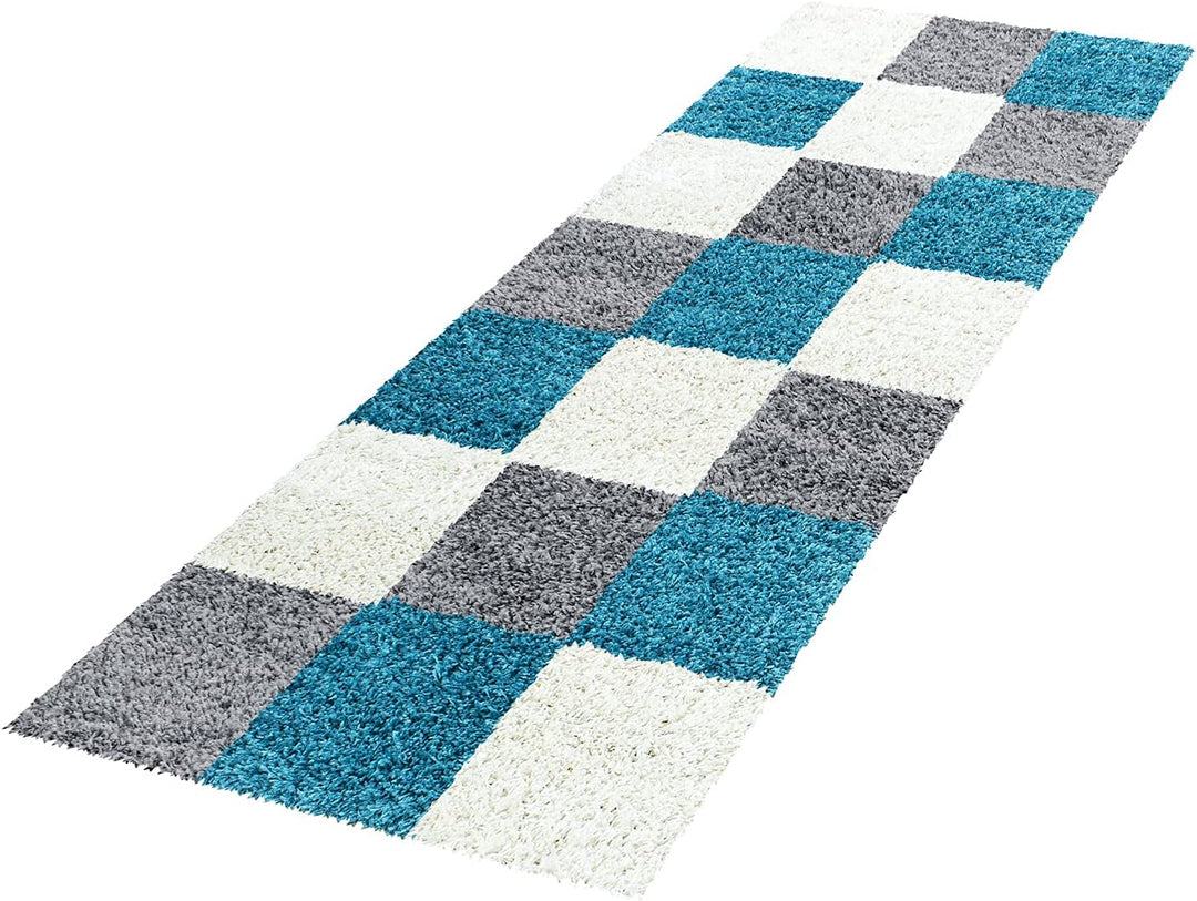 Hochflor Teppich Wohnzimmer Kariertes Design Schlafzimmer Esszimmer Flur Teppich Küchenteppich Weich