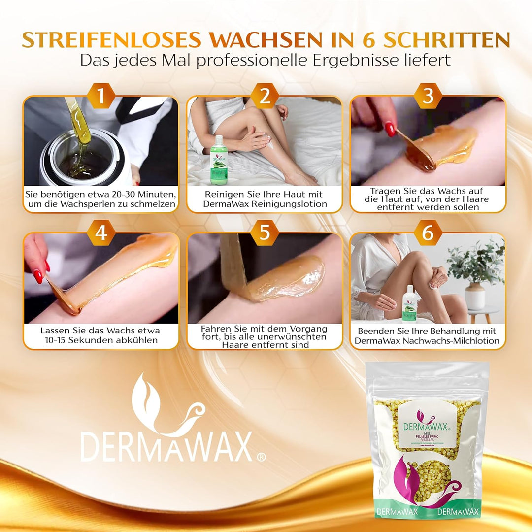 2 kg Dermawax Natural Honig Wachs Heisswachs Waxing Perlen Wachsperlen Wax Anwendung ohne Wachsstrei