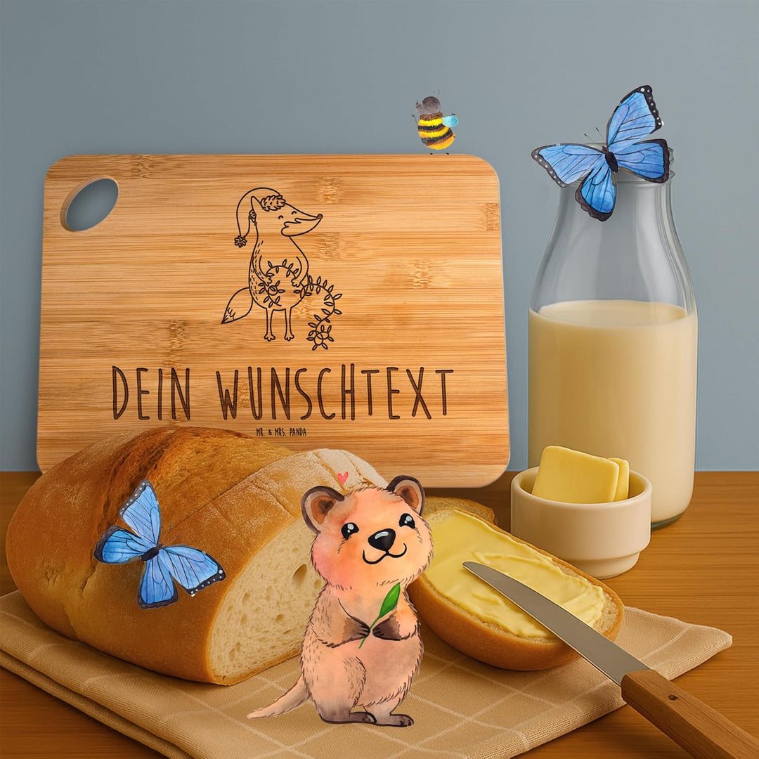Mr. & Mrs. Panda Personalisiertes Schneidebrett Fuchs Weihnachten - Personalisierte Geschenke, Nikol