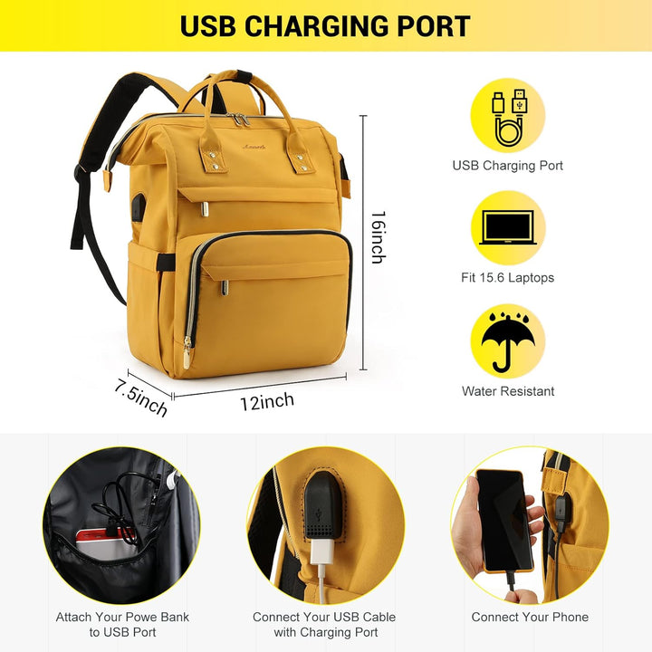 LOVEVOOK Laptop Rucksack Damen 15,6 Zoll, Wasserdicht Schulrucksack Mädchen Teenager Schultasche mit