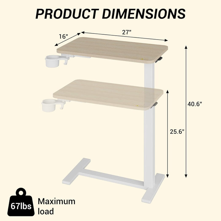 Beistelltisch,Sofatisch Mit Rollen,c-Form,Mobiler Kaffeetisch 68.58 * 40.64 * 65cm,Betttisch Höhenve