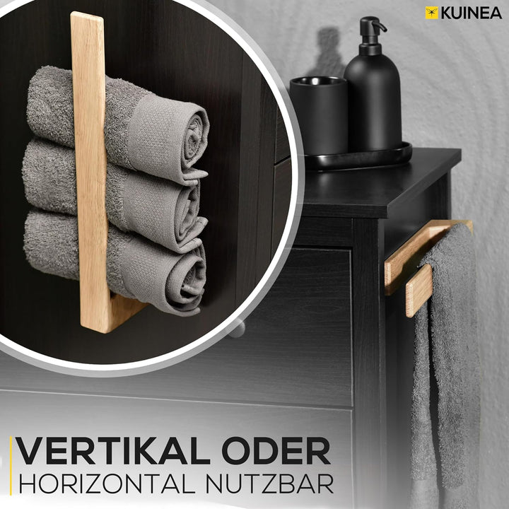 KUINEA® Selbstklebender Handtuchhalter – Ohne Bohren, 100% Eichenholz, 40 cm – Geeignet für Badezimm